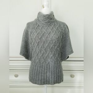 Twins Gray Wool Alpaca Cableknit Mock Neck Topper Sweater Medium Made In Italy